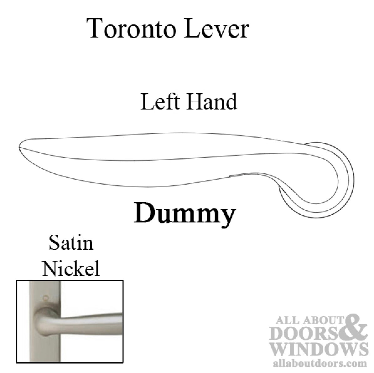 Hoppe Toronto Dummy Lever with Square base and Hole, Left Hand - Satin Nickel - Hoppe Toronto Dummy Lever with Square base and Hole, Left Hand - Satin Nickel