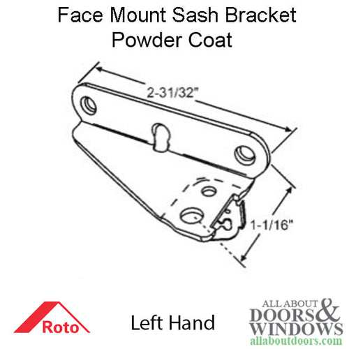 Roto Sash Bracket Assembly 35mm Face mount, Left Hand - Roto Sash Bracket Assembly 35mm Face mount, Left Hand