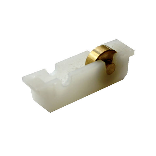 Sliding Window Roller, Single Brass Wheel, Brass Axle, Nylon Housing - White