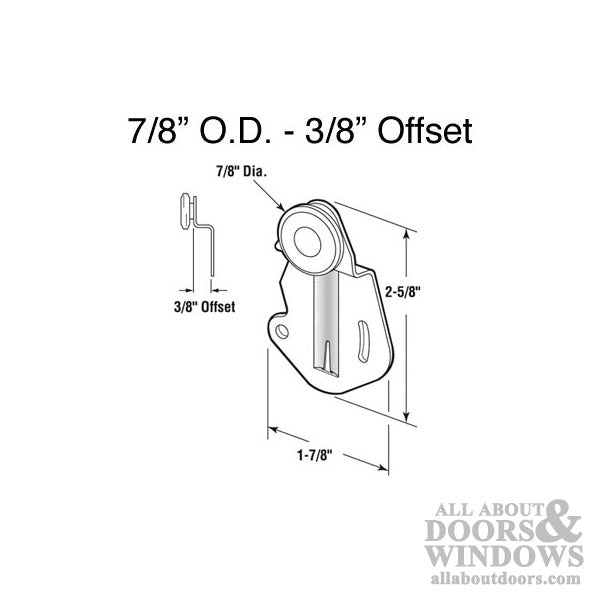 7/8 Wheel, 3/8 Offset; Johnson Hardware closet door roller - 7/8 Wheel, 3/8 Offset; Johnson Hardware closet door roller
