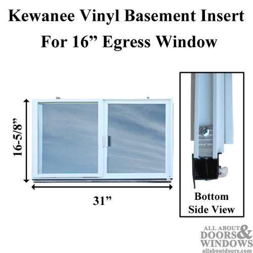 Kewanee C400K 16 inch Vinyl Basement Insert, Dual Pane Glass - Kewanee C400K 16 inch Vinyl Basement Insert, Dual Pane Glass