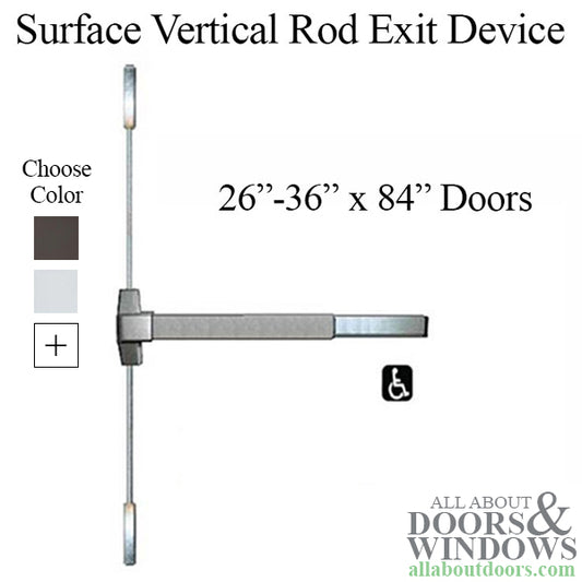 Surface Mount Vertical Rod Exit Device, 36" push panic bar