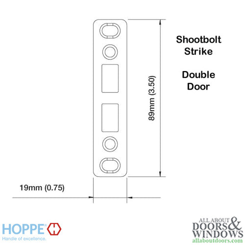 DISCONTINUED Double Door Shootbolt Strike Plate - Brass - DISCONTINUED Double Door Shootbolt Strike Plate - Brass