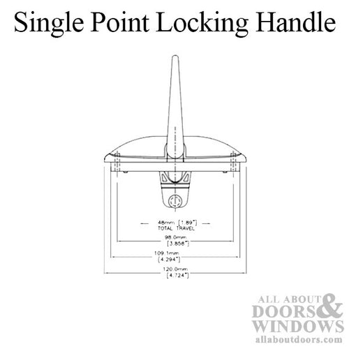 Single Point Locking Handle, Bend Straight Pin, 33mm, Non-Handed - G2 White - Single Point Locking Handle, Bend Straight Pin, 33mm, Non-Handed - G2 White