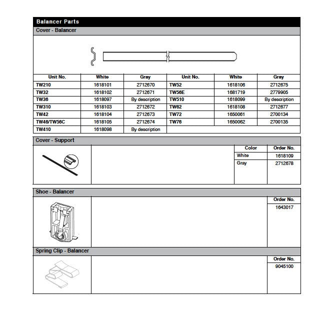 Andersen Tilt-Wash Sash Balancer Cover Support - Gray - Andersen Tilt-Wash Sash Balancer Cover Support - Gray