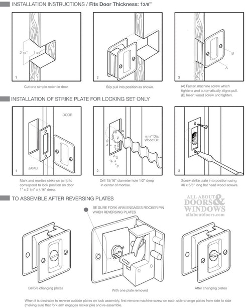 Pocket Door Pull, Privacy 2-1/2 x 2-3/4 - Choose Finish - Pocket Door Pull, Privacy 2-1/2 x 2-3/4 - Choose Finish