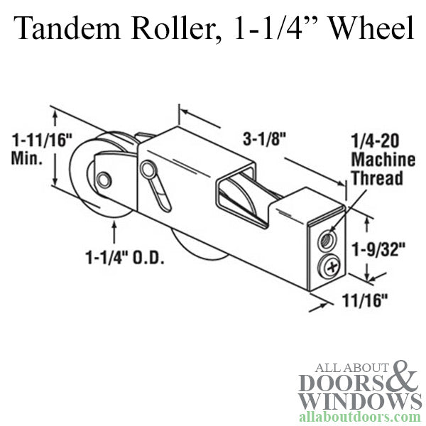 Sliding Door Roller 1.25 Inch Dual Wheels With 1.25 Inch Tall Steel Housing - Sliding Door Roller 1.25 Inch Dual Wheels With 1.25 Inch Tall Steel Housing