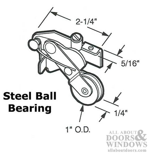 Spring Loaded Roller Assembly with 1 Inch Steel Wheel for Sliding Screen Door - Spring Loaded Roller Assembly with 1 Inch Steel Wheel for Sliding Screen Door