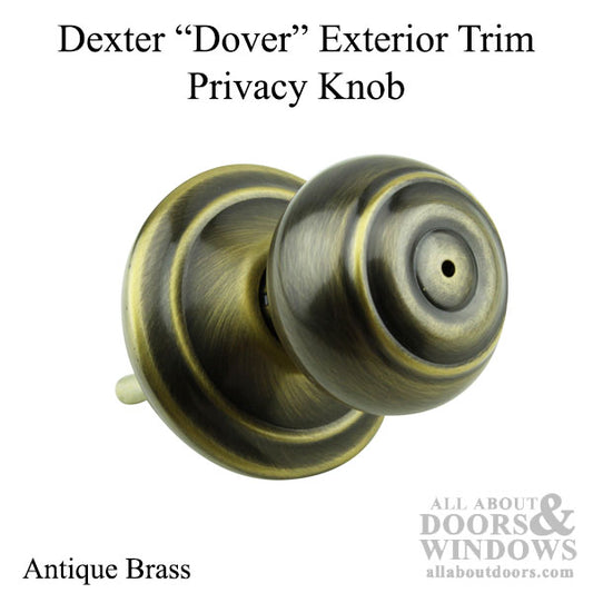 Dexter "Dover" Exterior Privacy Knob in Antique Brass