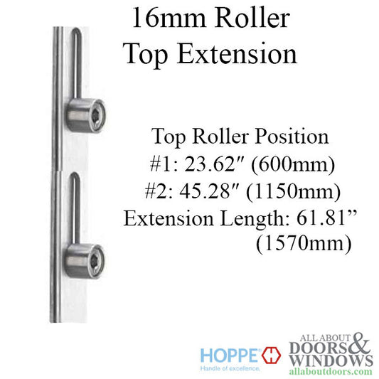 16mm Manual 4 Roller Top Extension, Rollers at 23.62 and 45.28", O.A. Length 61.81"