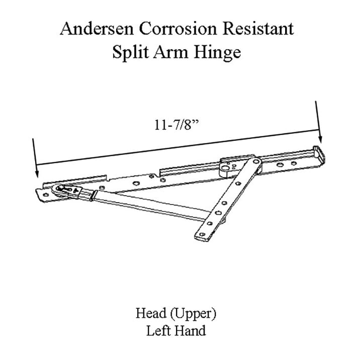 Andersen Corrosion Resistant Left-Hand Split-Arm Head Hinge, 20