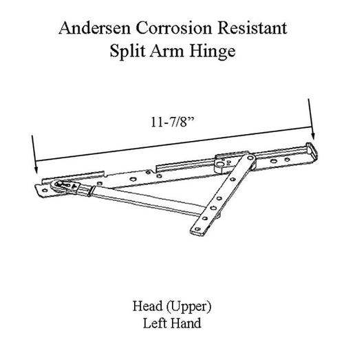 Andersen Corrosion Resistant Left-Hand Split-Arm Head Hinge, 20