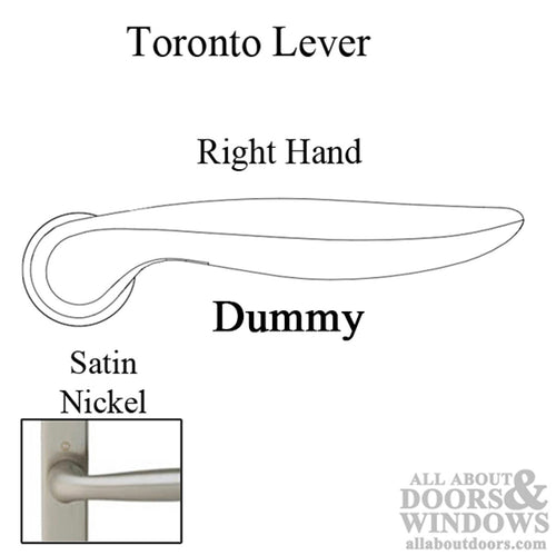 Hoppe Toronto Dummy Lever with Square base and Hole, Right Hand - Satin Nickel - Hoppe Toronto Dummy Lever with Square base and Hole, Right Hand - Satin Nickel