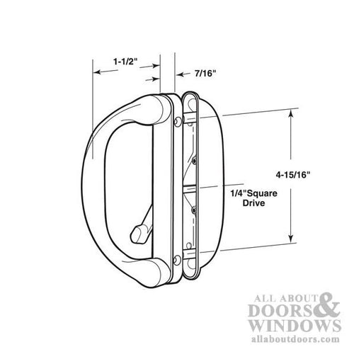 Handle Set - Sliding Patio Door, Diecast - White - Handle Set - Sliding Patio Door, Diecast - White