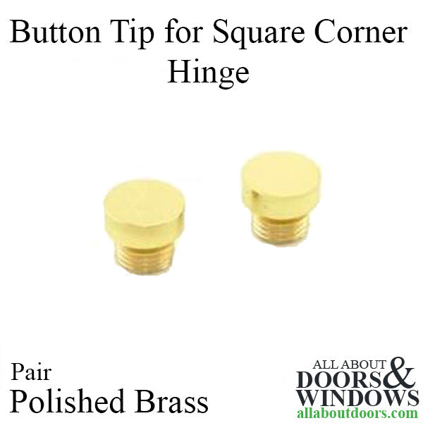 Baldwin 1035-TIP Button Tip Pair for Square Corner Hinge - Polished Brass - Baldwin 1035-TIP Button Tip Pair for Square Corner Hinge - Polished Brass