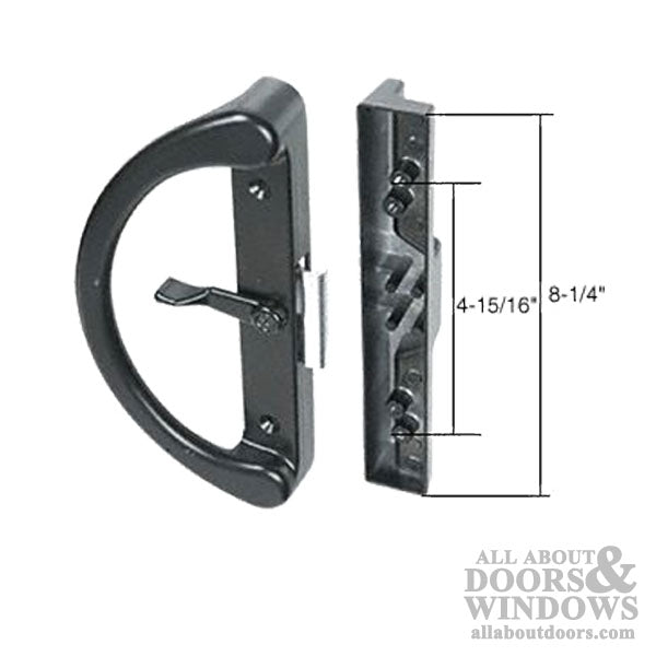 Handle Set - Sliding Patio Door, Diecast - Dual Claps - Black - Handle Set - Sliding Patio Door, Diecast - Dual Claps - Black