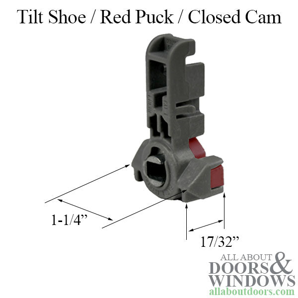 Tilt shoe, 1-1/4 x 17/32  Red Puck, Closed Cam Inverted Channel Balance - G - Tilt shoe, 1-1/4 x 17/32  Red Puck, Closed Cam Inverted Channel Balance - G