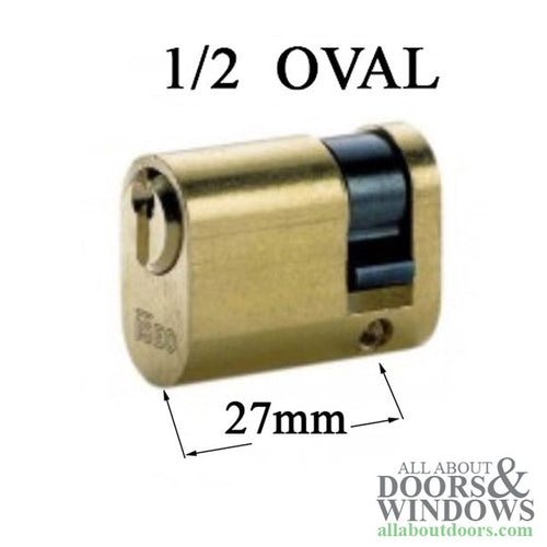 36mm ISEO 1/2 OVAL cylinder,  27mm Key side - 36mm ISEO 1/2 OVAL cylinder,  27mm Key side