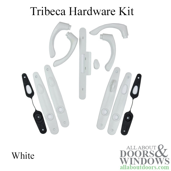Andersen Tribeca Door Handle Double Active Hinged Door Hardware Set in White - Andersen Tribeca Door Handle Double Active Hinged Door Hardware Set in White