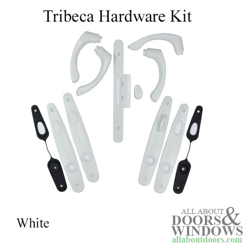 Andersen Tribeca Door Handle Double Active Hinged Door Hardware Set in White - Andersen Tribeca Door Handle Double Active Hinged Door Hardware Set in White