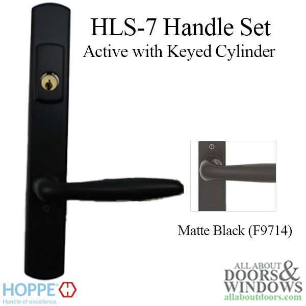 HOPPE HLS7 Handle Set with Verona Lever Keyed Active Matte Black - HOPPE HLS7 Handle Set with Verona Lever Keyed Active Matte Black
