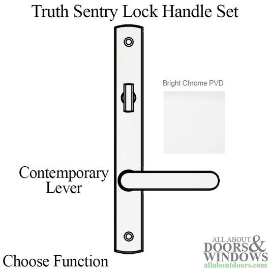 Truth Sentry Lock Handle Set, Contemporary, Decorative over Solid Brass, PVD Chrome