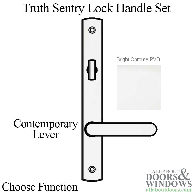 Truth Sentry Lock Handle Set, Contemporary, Decorative over Solid Brass, PVD Chrome - Truth Sentry Lock Handle Set, Contemporary, Decorative over Solid Brass, PVD Chrome