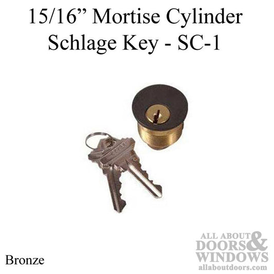 Kaba Ilco 15/16 Mortise Cylinder, Lori Cam, Schalge Key - Bronze