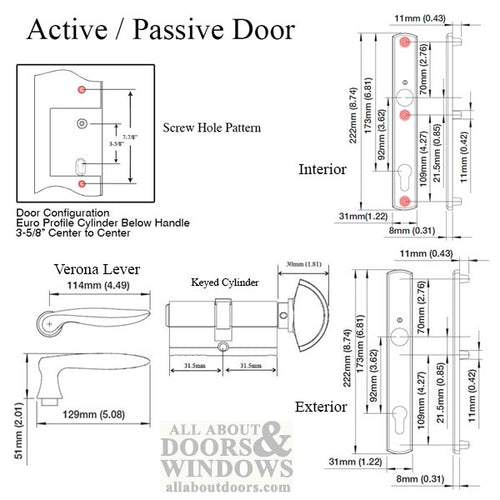 HOPPE Multipoint Lock Handleset, Verona, M151/216N, Solid Brass - Resista Brass, Active - HOPPE Multipoint Lock Handleset, Verona, M151/216N, Solid Brass - Resista Brass, Active