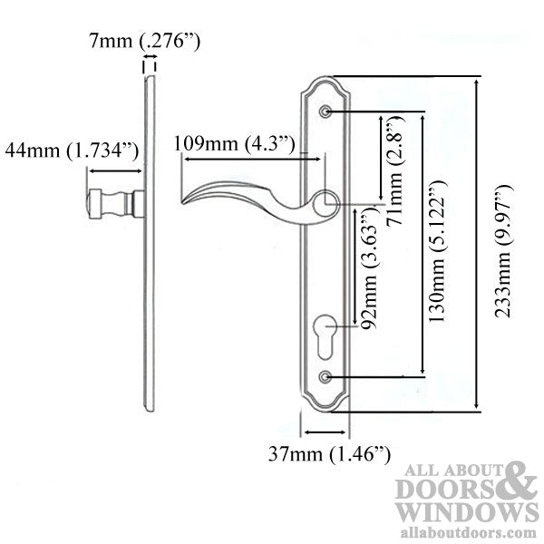 STV Euro Traditional Plate, Fontana Lever 2-1/4 door - Brass PVD - STV Euro Traditional Plate, Fontana Lever 2-1/4 door - Brass PVD