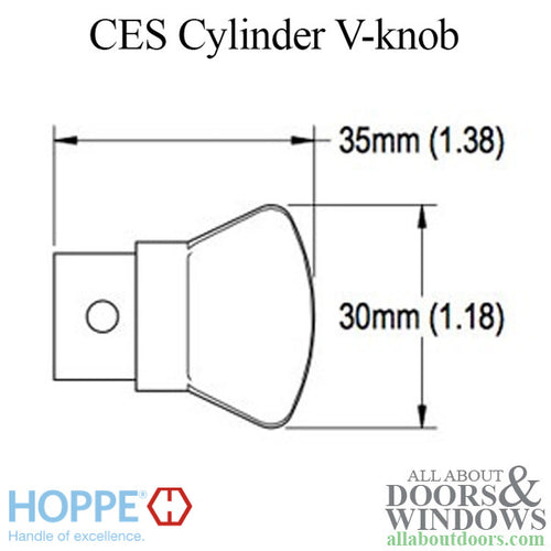 Thumbturn only CES Cylinder, V-knob - F41 Brushed Chrome - Thumbturn only CES Cylinder, V-knob - F41 Brushed Chrome