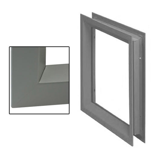 Commercial Door Lite Frame Low Profile Metal Frame 12 Inch x 12 Inch Grey