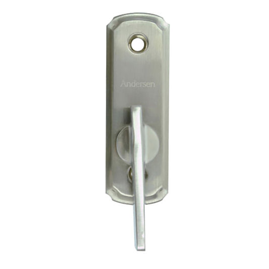 Andersen Frenchwood Sliding Door Hardware Newbury Thumb Latch Inside Lock Brushed Satin Nickel