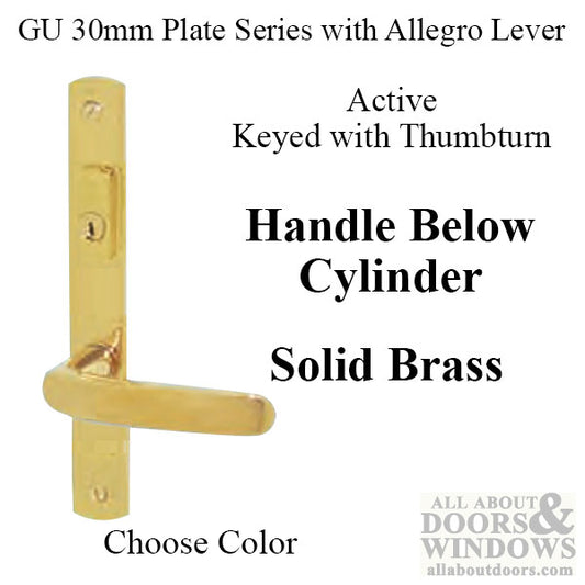 G-U Allegro Handle & 30mm Plate, Active, Key & Thumbturn (Handle Below Cylinder) Choose Color