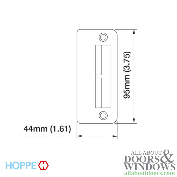 Strike Plate, PS0013N, Double Door Shootbolt  1.61 x 3.75 - Stainless Steel - Strike Plate, PS0013N, Double Door Shootbolt  1.61 x 3.75 - Stainless Steel