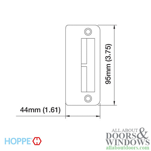 Strike Plate, PS0013N, Double Door Shootbolt  1.61 x 3.75 - Stainless Steel - Strike Plate, PS0013N, Double Door Shootbolt  1.61 x 3.75 - Stainless Steel