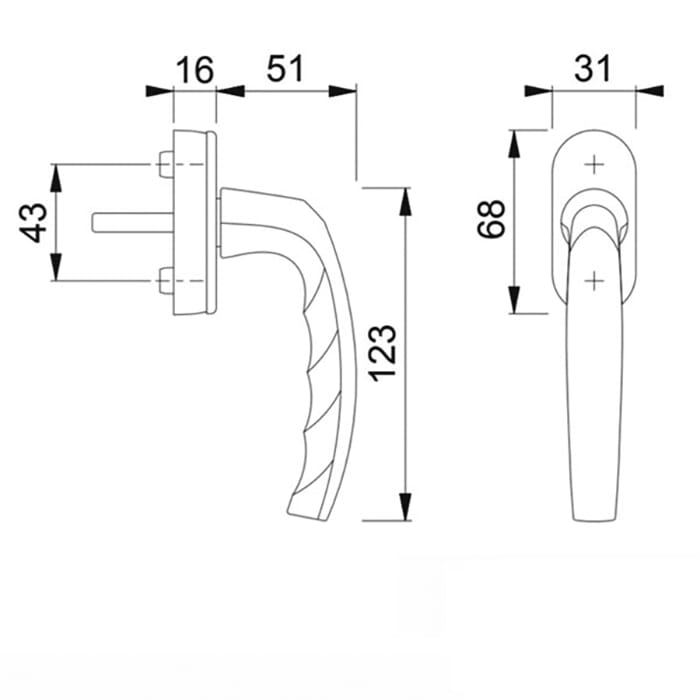 Hoppe Atlanta Tilt Turn Handle with Cylinder Escutcheon - Choose Color - Hoppe Atlanta Tilt Turn Handle with Cylinder Escutcheon - Choose Color