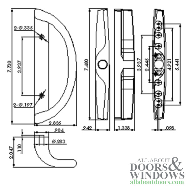 Sliding Patio Door Handle Non-Keyed Adjustable Thumb Turn Powder Coat Finish - Sliding Patio Door Handle Non-Keyed Adjustable Thumb Turn Powder Coat Finish