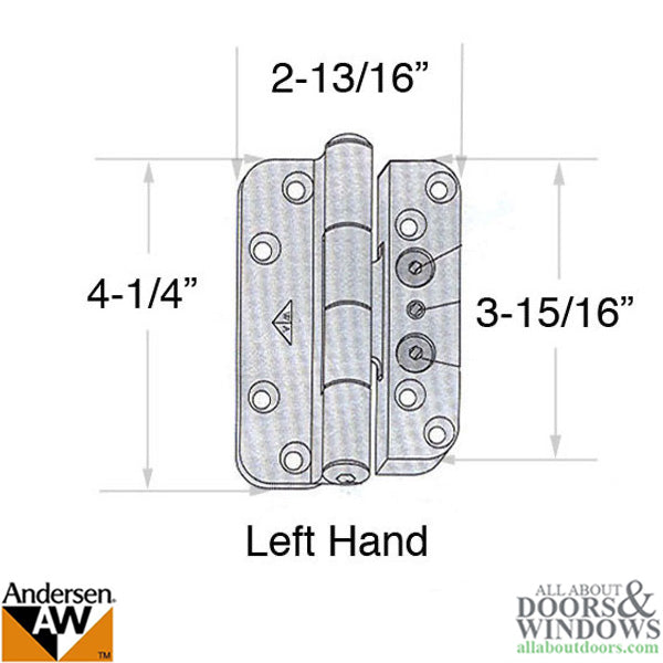 Discontinued - Andersen 1992-2005 Hinge - Left Hand -  Brushed Chrome - Discontinued - Andersen 1992-2005 Hinge - Left Hand -  Brushed Chrome