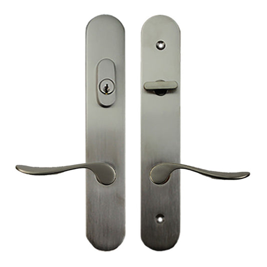 Marvin Door Handle Set PVD Satin Nickel Active Keyed Marvin Door Handle