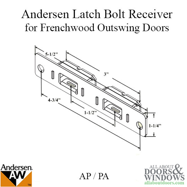 Andersen Latch Bolt Receiver for Frenchwood Outswing Doors - Andersen Latch Bolt Receiver for Frenchwood Outswing Doors