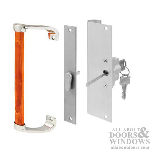 Keyed Sliding Patio Door Handle Set 6-7/8" Hole Center Aluminum