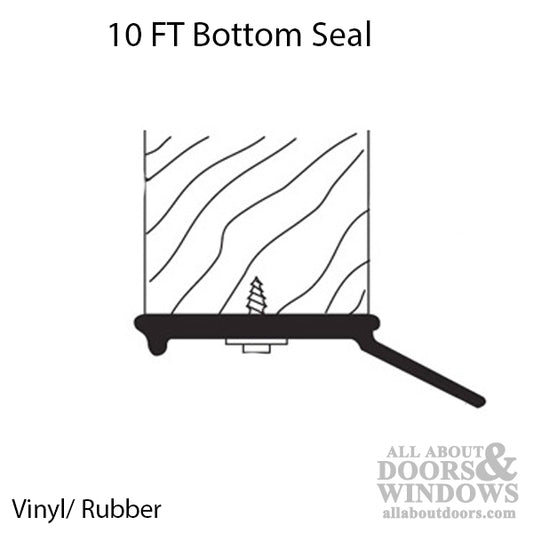 Vinyl/Rubber Garage Door Bottom Seal Weatherstrip - Black, 10 Feet