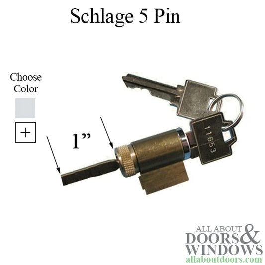 Sliding Door Keyed American Cylinder 25mm Tailpiece Schlage Key 5 Pin