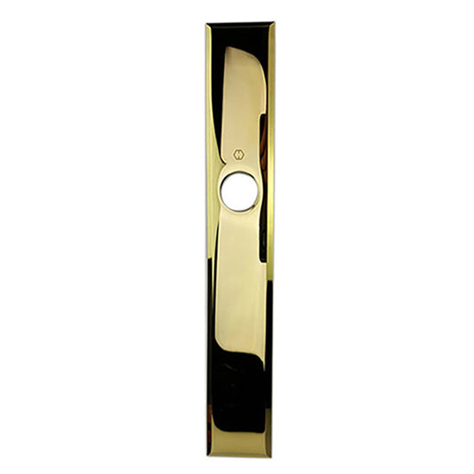 Exterior Back Plate, Dallas, M2161N 1-1/2" x 9-7/16" - Polished Brass ( F77-R), no cylinder hole
