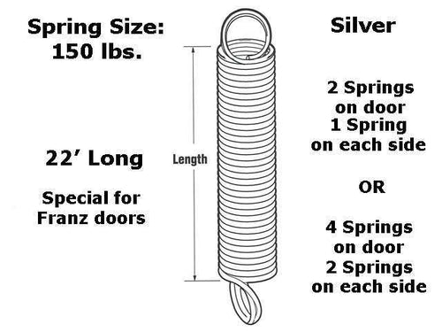 Extension Spring - 150 lbs Capacity - Silver - Frantz Garage Door - Extension Spring - 150 lbs Capacity - Silver - Frantz Garage Door