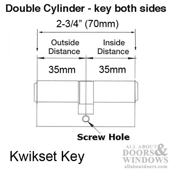 70mm Active 35/35 Double Cylinder 360° Euro Profile Cylinder, Kwikset Key - Brass - 70mm Active 35/35 Double Cylinder 360° Euro Profile Cylinder, Kwikset Key - Brass