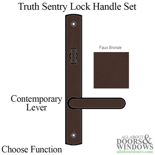 Truth Sentry Lock Handle Set, Contemporary, Painted Over Zinc, Faux Bronze