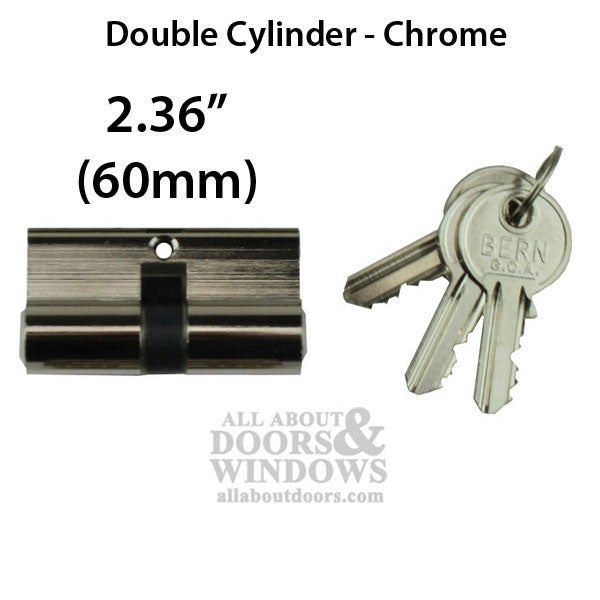 Double Key Gate Lock Profile Cylinder, 60mm - Chrome - Double Key Gate Lock Profile Cylinder, 60mm - Chrome