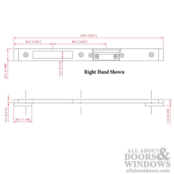 Strike Plate, Latch & Deadbolt, Raised Right Hand - Strike Plate, Latch & Deadbolt, Raised Right Hand